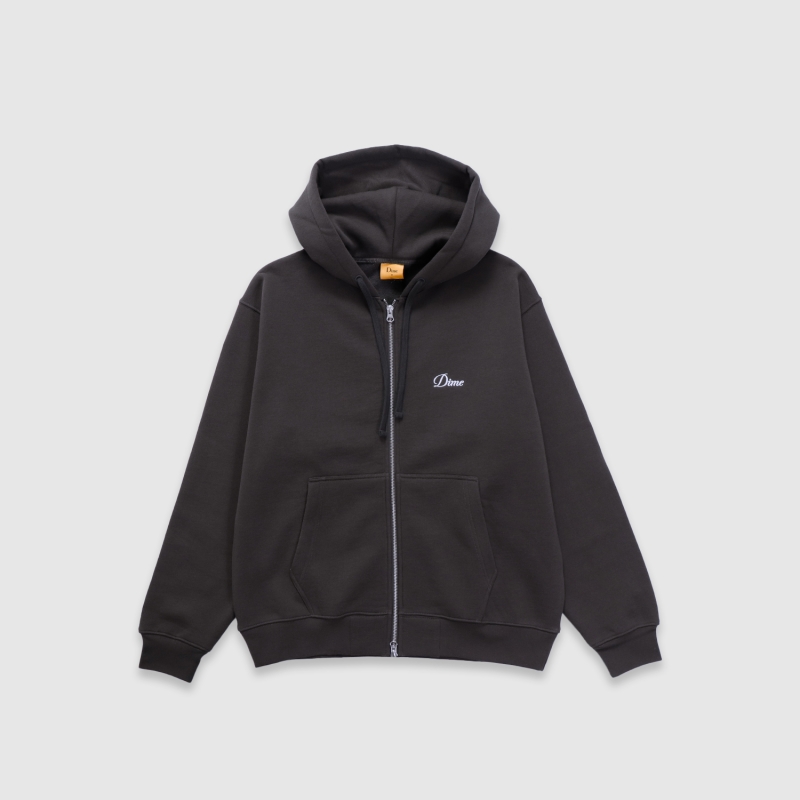 Dime Cursive Zip Hood Vintage Black | Fast Times Skateboardi