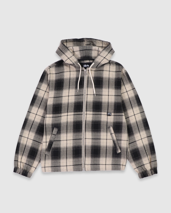 Stussy Shadow Plaid Zip Work Jacket Black/Tan | Fast Times S