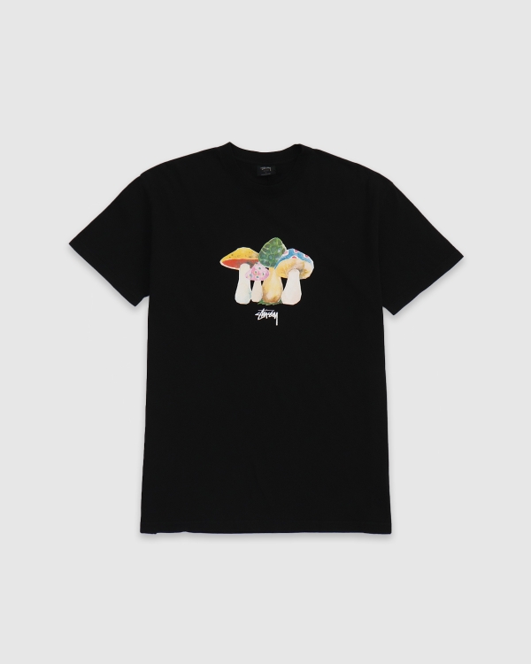*新作アイテム* Stussy Mushrooms Tee Stussy Mushrooms T-Shirt Pigment Washed Black | Fast Times S