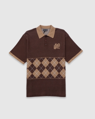 Passport Tilde Stamp Knit SS Polo Choc