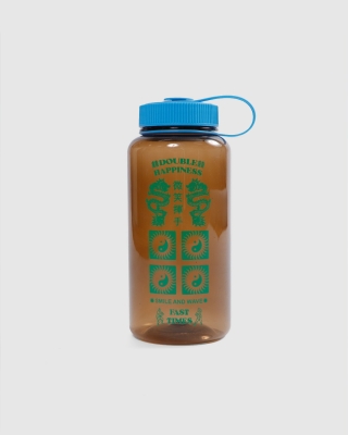 Fast Times x Smile and Wave Double Happiness Water Bottle Clear Brown