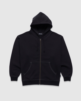 FA Contrast Stitch Zip Hood Black