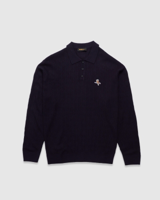 Walker Gold Label Knit LS Polo Lake Blue