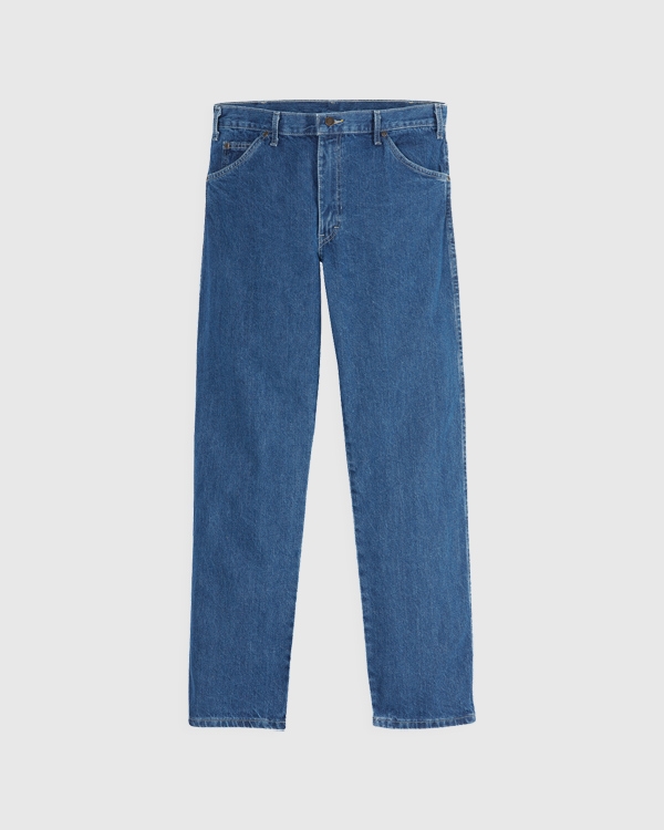 Five Pocket Straight Leg Jeans - Stonewash Denim