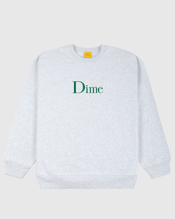 Dime Classic Embroidered Crewneck Ash | Fast Times Skateboar