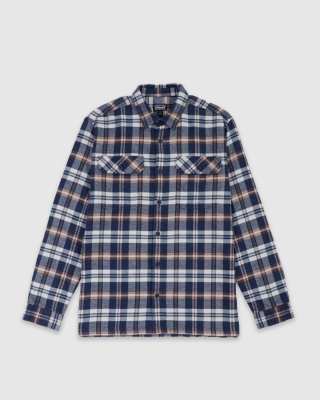 Patagonia Organic Cotton MW Fjord Fields LS Flannel Shirt New Navy