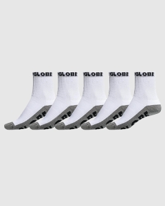 Globe Large Quarter Socks 5 Pack White/Grey