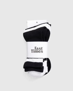 Fast Times Action Stripe Socks 3 Pack Black/Black/White