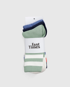Fast Times Action Stripe Socks 3 Pack Sage/Navy/Blue