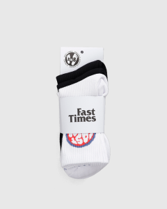 Fast Times Trip Logo Youth 3pk Socks Black/Black/White