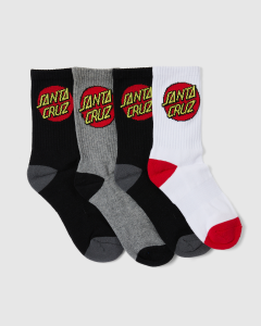Santa Cruz Classic Dot Youth Socks 4pk Multi