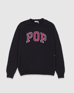 Pop Trading Arch Knitted Crewneck Anthracite/Raspberry