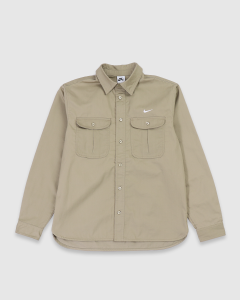 Nike Tanglin Woven Button Up LS Shirt Neutral Olive/White