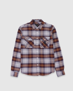 Brixton Bowery LS Flannel Shirt Red Brown/Grey/Washed Navy