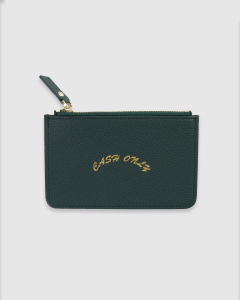 Cash Only Leather Zip Wallet Emerald