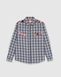 Hoddle Skyline Flannel Zip LS Shirt Navy/Red
