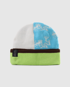 Smile and Wave Block Beanie Lime/Blue