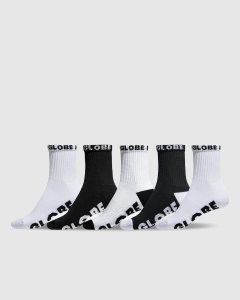 Globe Youth Quarter Socks 5Pk Black/White