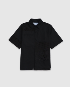 Jungles Lace Button Up SS Shirt Black