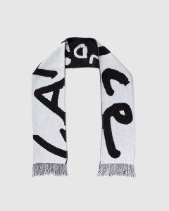 Candice Logo Knitted Scarf Black/White