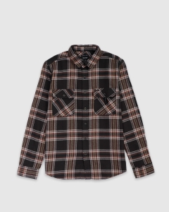 Brixton Bowery LS Flannel Shirt Black/Charcoal/Off White