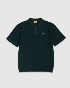Dime Wave Cable Knit SS Polo Forest