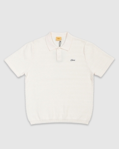 Dime Wave Cable Knit SS Polo Cream