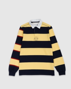 Pop Trading Striped Logo Rugby Polo Snapdragon