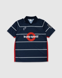 Pop Trading Striped Sportif T-Shirt Navy