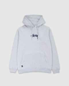 Stussy Stock Embroidered PO Hood Ash Heather/Navy