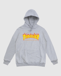 Thrasher Flame Logo PO Hood Light Grey
