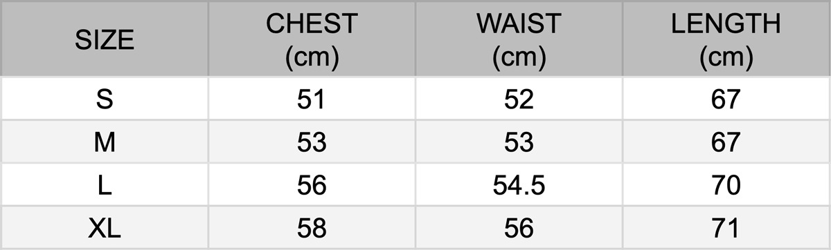 Carpet T-Shirt Size Guide