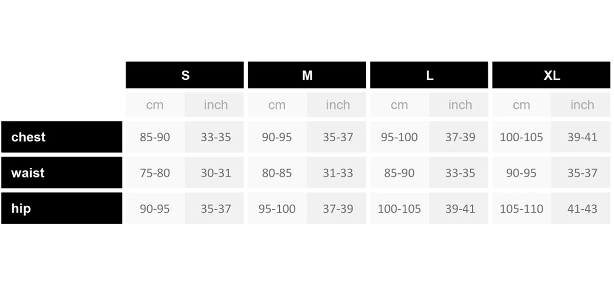 Polar T-shirts Size Guide